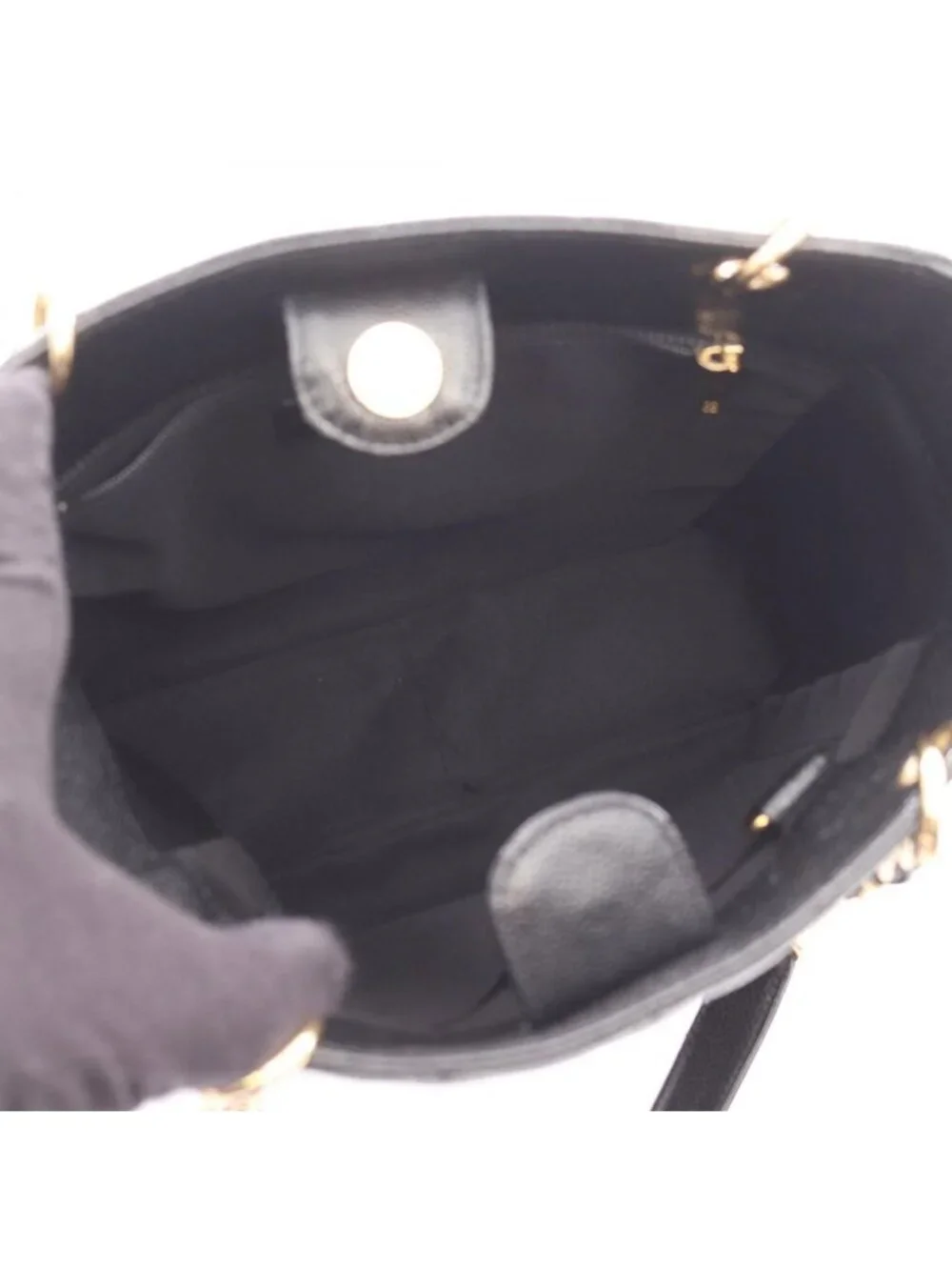 Chanel Tote Quilted Petite Shopping PST Black Leather Chainto - Picture 3 of 14